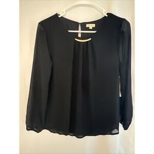 Lily White Semi Sheer Black Lined Blouse Top Women’s Small NWT